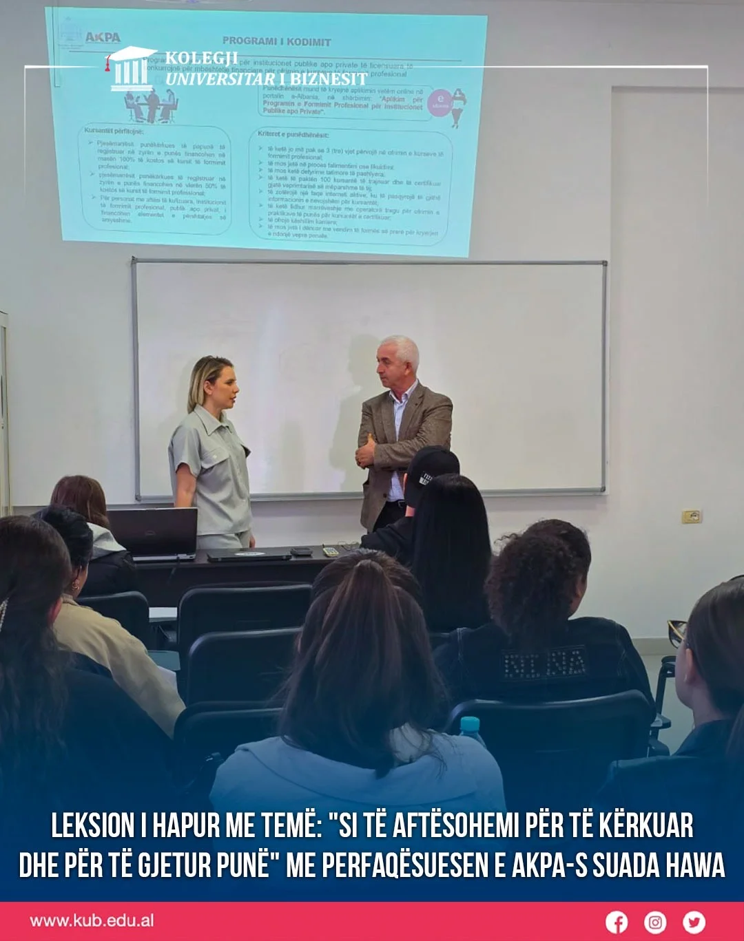 Open Lecture with Students of the Higher Assistant and Hospitality-Tourism Programmes with a Representative of the National Employment and Skills Agency